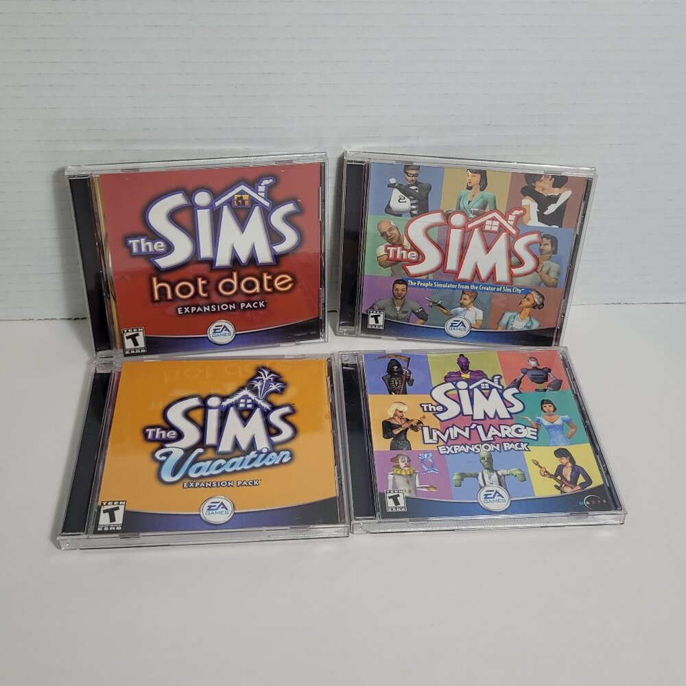 The Sims Lot of 4 PC Cd Hot Date, Vacation, Livin Large, Games
